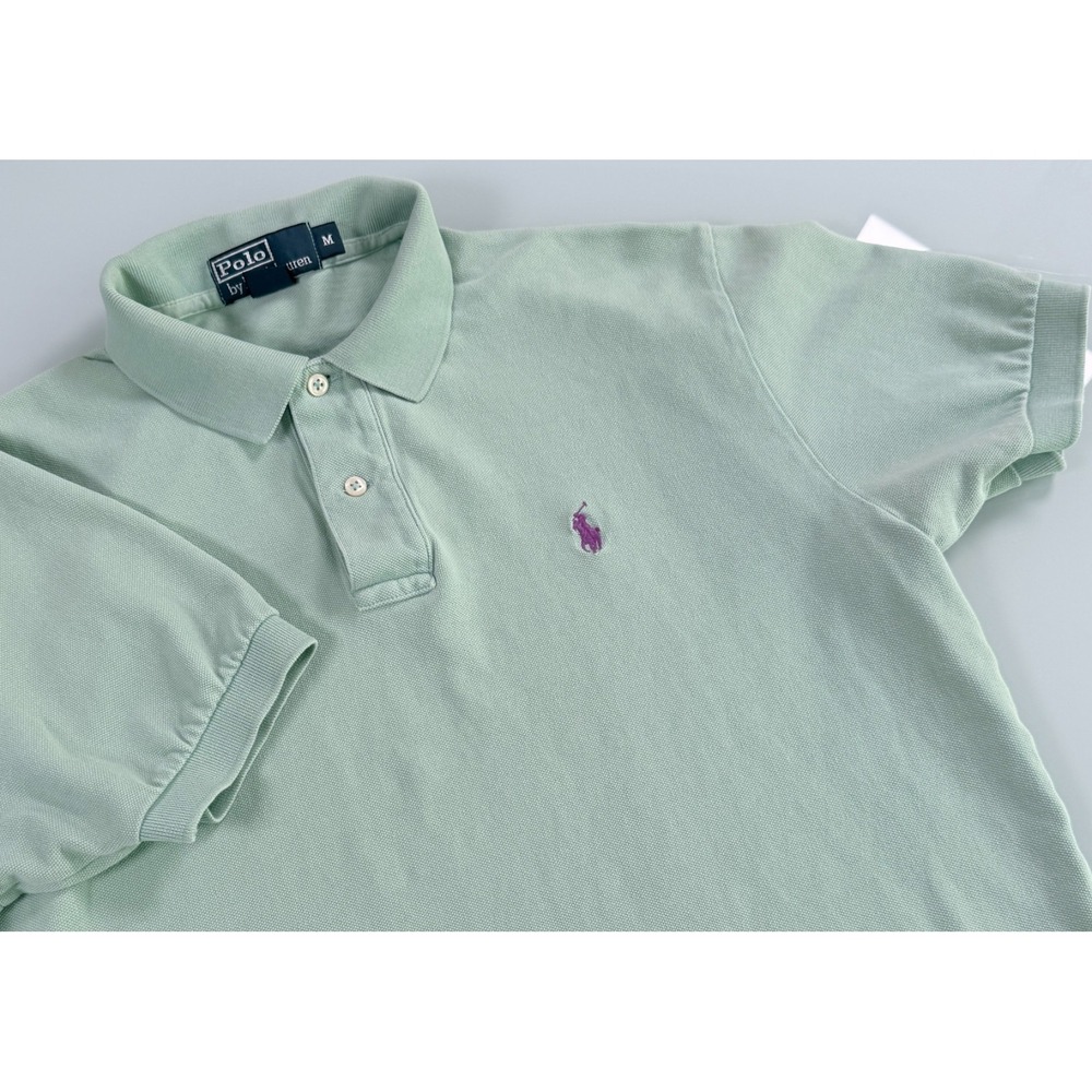 Polo Ralph Laure Polo Shirt mens M Mint Green Button Pony Preppy